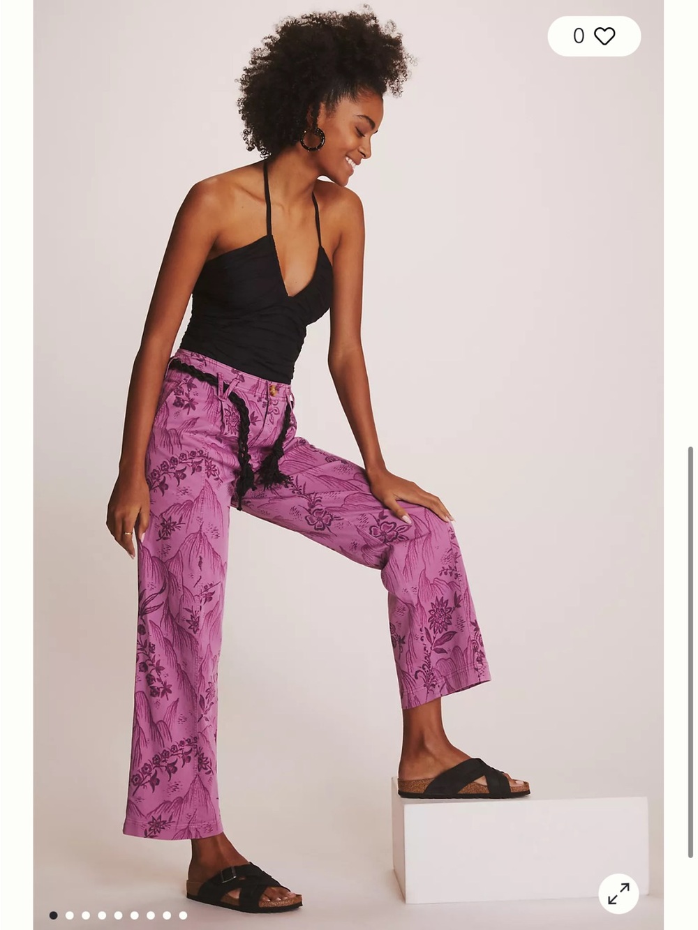 Anthropologie Lilac Floral Pleated Ankle Pants